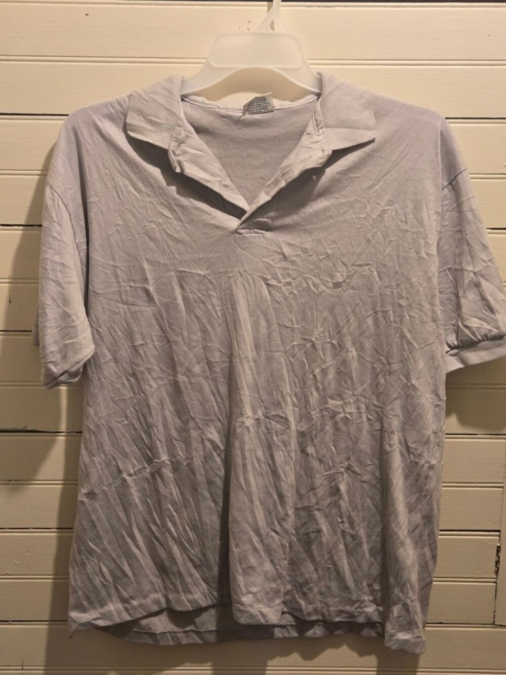 PRINT-ON Polo Shirt Mens XL Short Sleeve Collared Made in USA Light Gray Casual